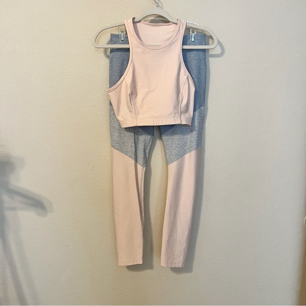 Outdoor Voices Light Peach Workout Top and Leggings Set